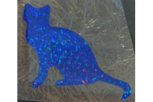 Buegelpailletten Katze (2) Hologramm blau